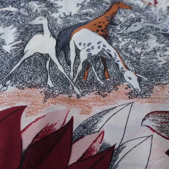 Loubella Vintage 70s Disco Nylon Top GiRAFFES Botanical Hearts Dagger Collar - Picture 2 of 10